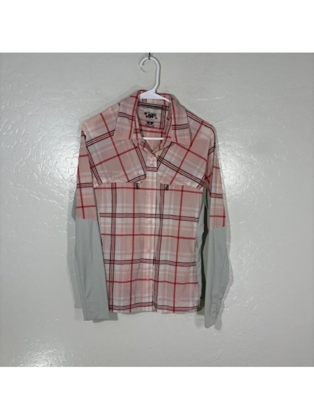 Simms G4 Shirt Womens Small Pink Plaid Long Sleeve Snap Stretch Fishing Outdoor